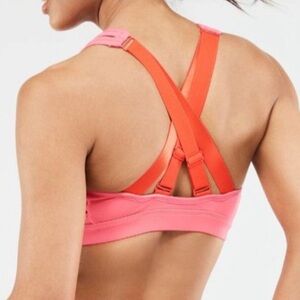 Women's Belle Pink and Orange Strappy Back Sports Bra